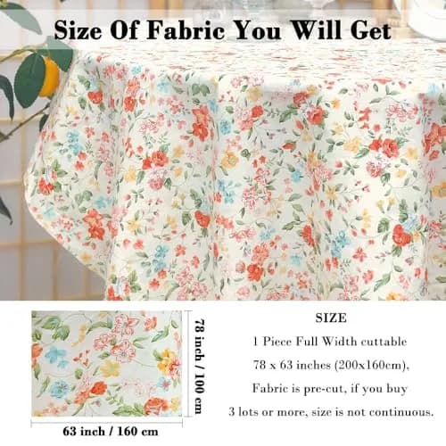 LANEHUA 100% Cotton Fabric 78x63 in | Floral Spring Orange Flowers, Breathable & Durable (70-120 chars) thumbnail 4