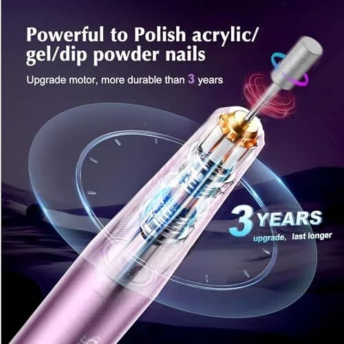 COSLUS C40 Electric Nail Drill | Precise Dial Speed Control, 20000 RPM, Dark Purple thumbnail 5