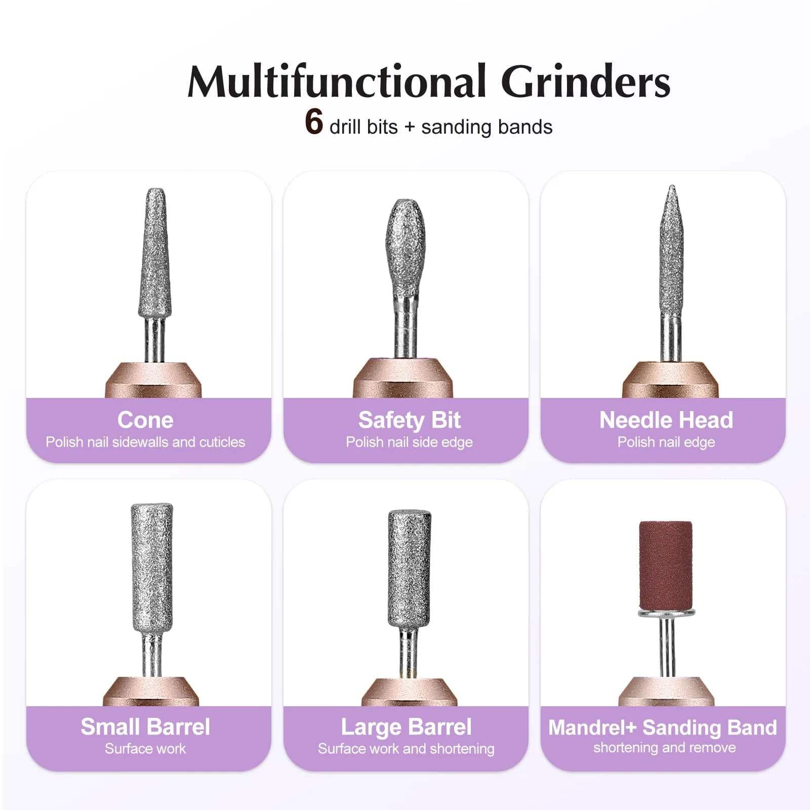 COSLUS C40 Electric Nail Drill | Precise Dial Speed Control, 20000 RPM, Dark Purple - view 9