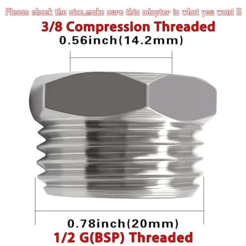 beduan Brass Water Line Adapter 3/8" Female to 1/2" Male, 4-Piece Pack | Connects Old Valves to Modern Faucets thumbnail 2