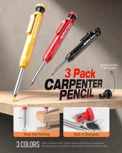 Nicpro 18 Pack Carpenter Pencils & Leads | 2.0mm & 2.8mm, Metal & ABS, Bulk Set thumbnail 4