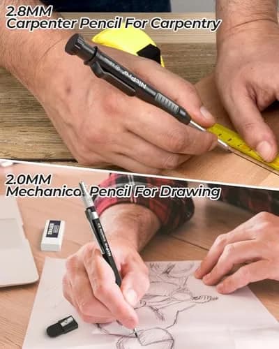 Nicpro 18 Pack Carpenter Pencils & Leads | 2.0mm & 2.8mm, Metal & ABS, Bulk Set thumbnail 7