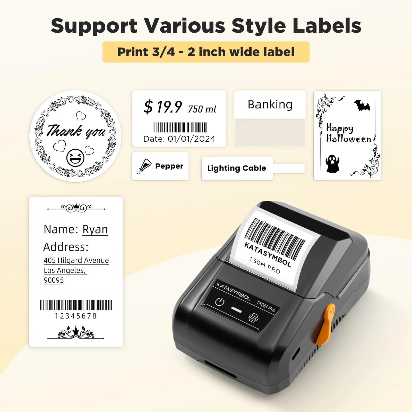 SUPVAN T50M Pro Bluetooth Label Maker Machine with 1 Tape - Portable, USB-C, High Resolution Printer for India - view 2