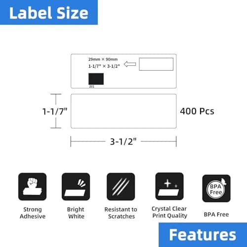 Printholic Address Labels Compatible Brother DK-1201 12 Rolls | Smudge-Free, Tightly Adhesive (1.1" x 3.5") thumbnail 2