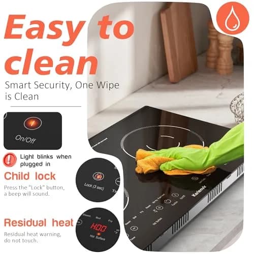 Karienvir 24" Electric Cooktop 2000W 110V | Touch Control, 8 Cooking Functions, Safety Lock, Timer thumbnail 4