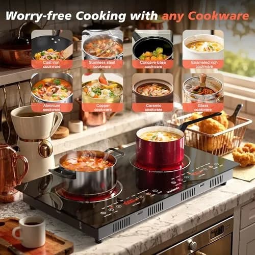 Karienvir 24" Electric Cooktop 2000W 110V | Touch Control, 8 Cooking Functions, Safety Lock, Timer thumbnail 5