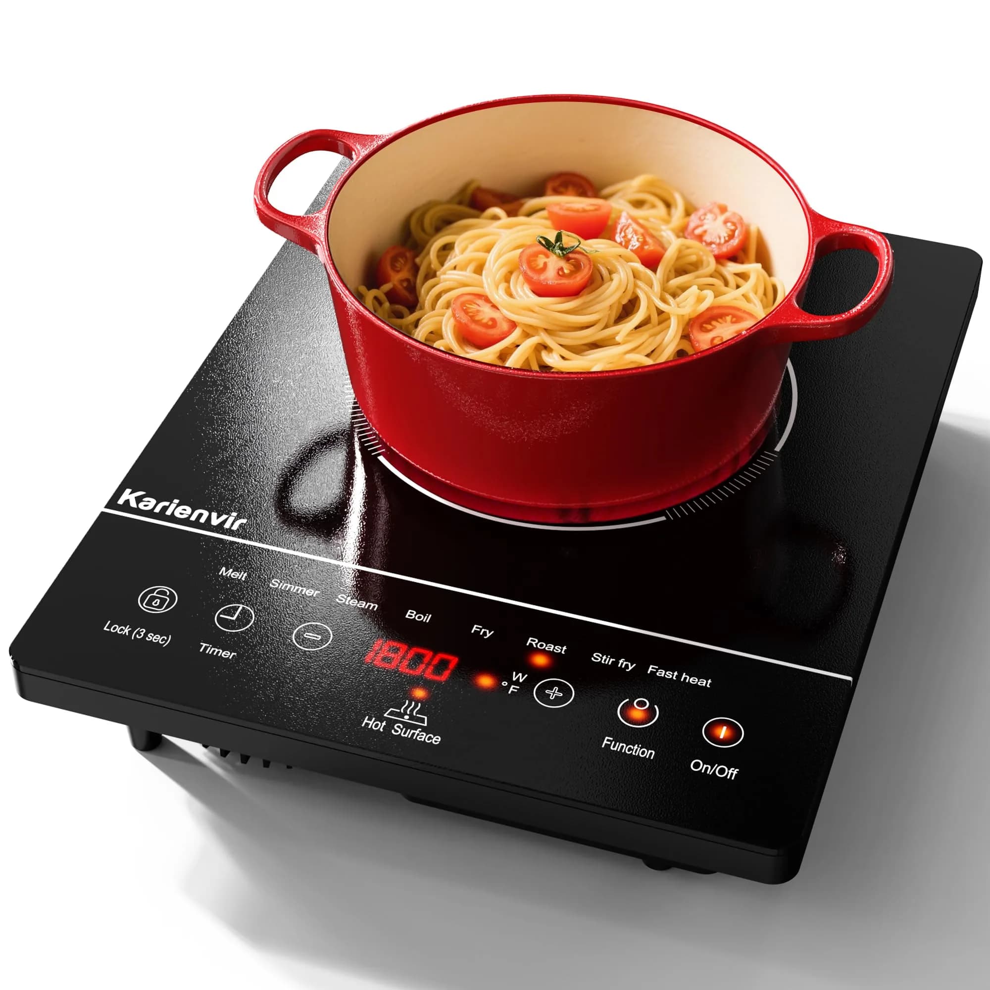 Karienvir Single Burner Electric Cooktop 1800W (25cm x 30cm x 59cm) | Touch Control, 9 Power Levels, 220V Compatible - main product image