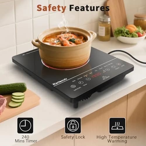 Karienvir Single Burner Electric Cooktop 1800W (25cm x 30cm x 59cm) | Touch Control, 9 Power Levels, 220V Compatible thumbnail 6