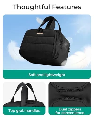 BAGSMART Puffy Travel Toiletry Bag for Women, Large Wide-open Cosmetic Makeup Organizer with Handle, Black 29.9 cm (11.8" L x 7.3" W x 8.7" H) | TSA Compliant Carry-On thumbnail 6
