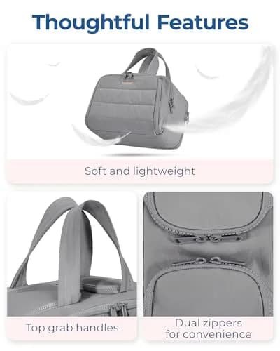 BAGSMART Puffy Travel Toiletry Bag for Women - Large Wide-open Cosmetic Makeup Organizer with Handle, Grey | Lightweight & Water-Resistant thumbnail 2