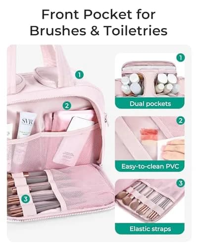 BAGSMART Puffy Travel Toiletry Bag Large 29.97cm x 18.54cm x 22.12cm | Wide-Open Cosmetic Organizer for Women thumbnail 4