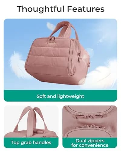BAGSMART Puffy Cosmetic Makeup Bag Organizer for Women, 29.97cm x 18.54cm x 22.02cm (11.8''L x 7.3''Wx 8.73'H) | Wide-Open Travel Toiletry Bag with Handle thumbnail 6