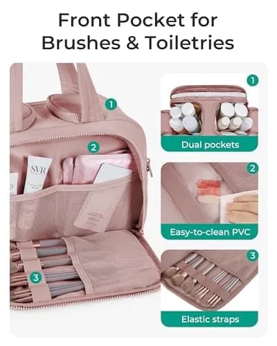 BAGSMART Puffy Cosmetic Makeup Bag Organizer for Women, 29.97cm x 18.54cm x 22.02cm (11.8''L x 7.3''Wx 8.73'H) | Wide-Open Travel Toiletry Bag with Handle thumbnail 2