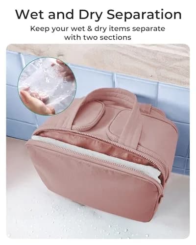 BAGSMART Puffy Cosmetic Makeup Bag Organizer for Women, 29.97cm x 18.54cm x 22.02cm (11.8''L x 7.3''Wx 8.73'H) | Wide-Open Travel Toiletry Bag with Handle thumbnail 4