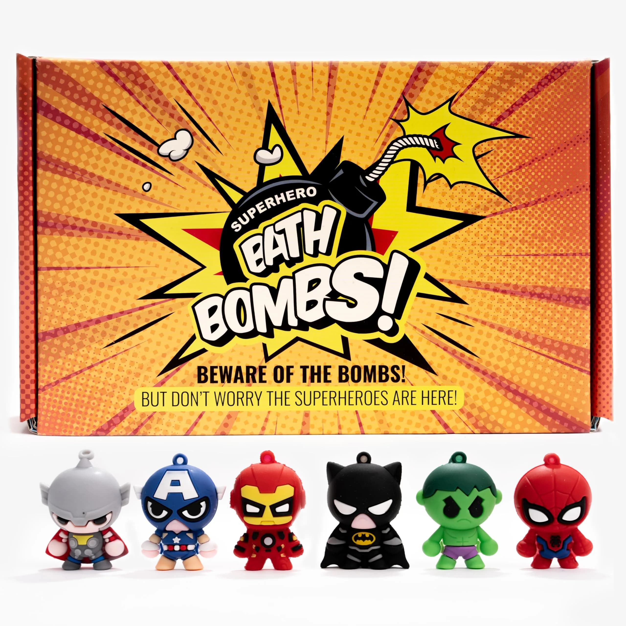 Cosmetics Stories Superhero Bath Bombs with Toys Inside for Kids, 6-Pack 37oz (1.17kg) | Organic Essential Oils & Surprise Figures — 6.17 Ounce