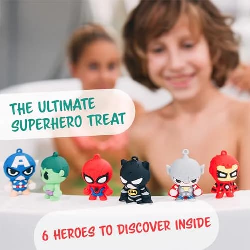 Cosmetics Stories Superhero Bath Bombs with Toys Inside for Kids, 6-Pack 37oz (1.17kg) | Organic Essential Oils & Surprise Figures thumbnail 4