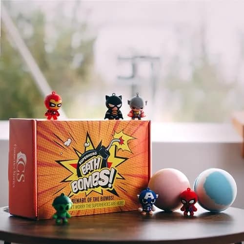 Cosmetics Stories Superhero Bath Bombs with Toys Inside for Kids, 6-Pack 37oz (1.17kg) | Organic Essential Oils & Surprise Figures thumbnail 6
