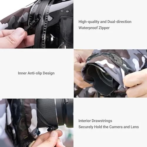 JJC Camera Rain Cover for Camera with Lens Below 9.1” | Waterproof Nylon Protection for Mirrorless Cameras thumbnail 5