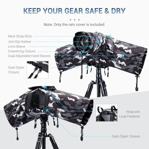 JJC Camera Rain Cover for Camera with Lens Below 9.1” | Waterproof Nylon Protection for Mirrorless Cameras thumbnail 3