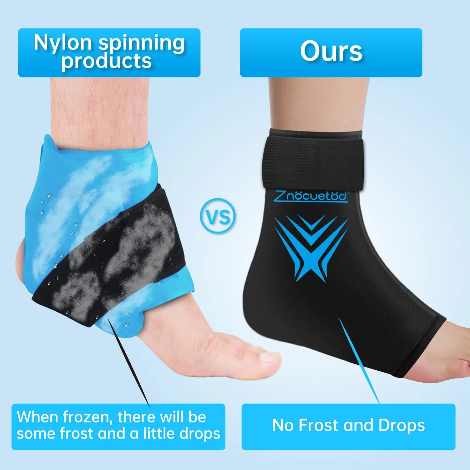 ZNÖCUETÖD Ankle Ice Pack Wrap with Hot Cold Therapy Sock for Swelling & Plantar Fasciitis Pain Relief, Black, One Size - view 4