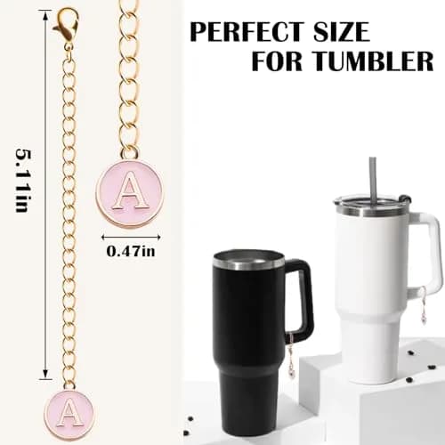 Ekarley Letter Charm Accessories for Stanley Cup | 3Pcs Initial Chain Water Bottle Handle, Unisex, Alloy, 5.1 inches thumbnail 4
