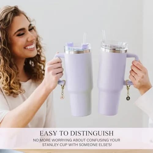 Ekarley Letter Charm Accessories for Stanley Cup | 3Pcs Initial Chain Water Bottle Handle, Unisex, Alloy, 5.1 inches thumbnail 5