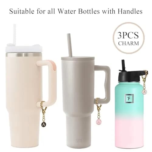 Ekarley Letter Charm Accessories for Stanley Cup | 3Pcs Initial Chain Water Bottle Handle, Unisex, Alloy, 5.1 inches thumbnail 2