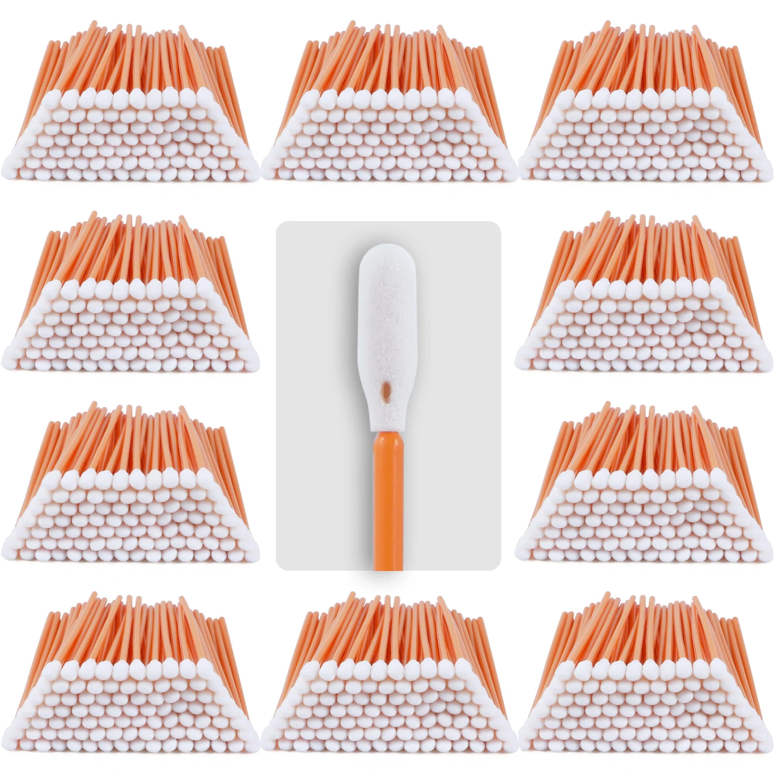 AAwipes Foam Swabs 160 mm (6.3") Bulk Pack 1000 pcs Round Head Orange | Professional Lab Cleaning Tool - main product image