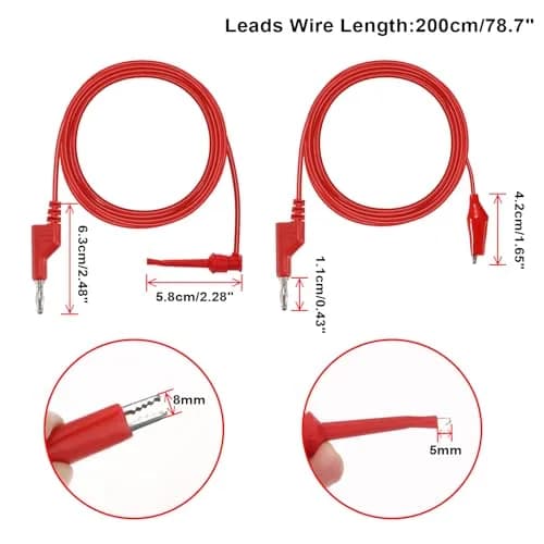 Sumnacon 5Pcs Stackable Banana Plug to Test Hook Wire Cable Kit, 6.6Ft/2M | 500V/5A Testing Leads with Insulation thumbnail 5