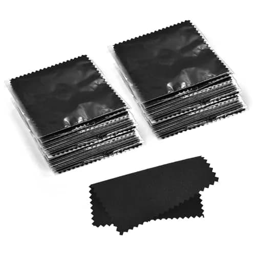 SEVENWELL 100pcs Black Jewelry Cleaning Cloths 8cm x 8cm | Polishes Silver, Gold, Platinum thumbnail 1