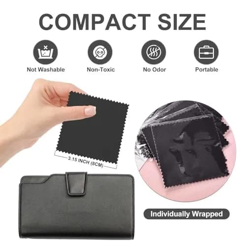 SEVENWELL 100pcs Black Jewelry Cleaning Cloths 8cm x 8cm | Polishes Silver, Gold, Platinum thumbnail 2