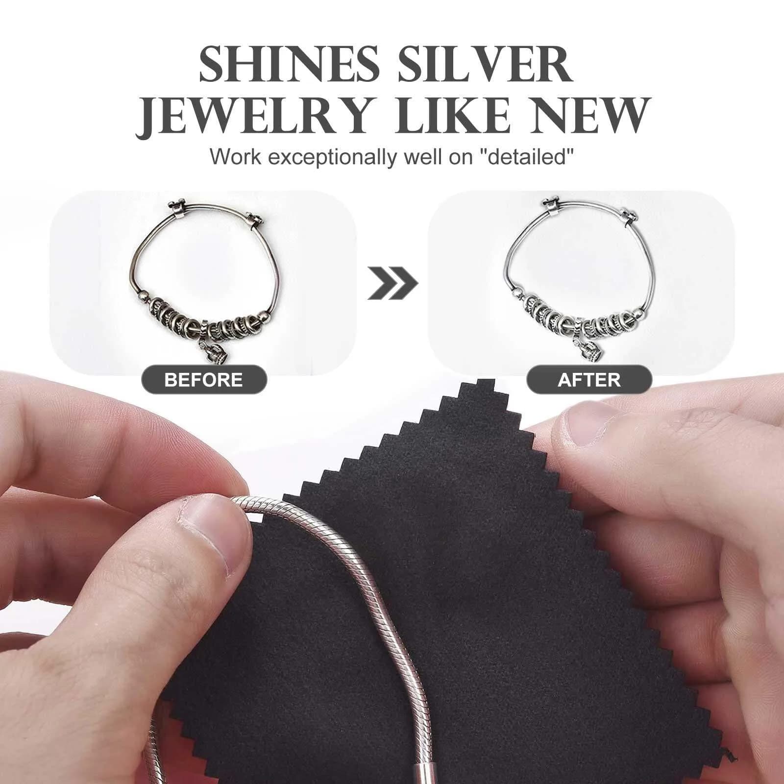 SEVENWELL 100pcs Black Jewelry Cleaning Cloths 8cm x 8cm | Polishes Silver, Gold, Platinum - view 3