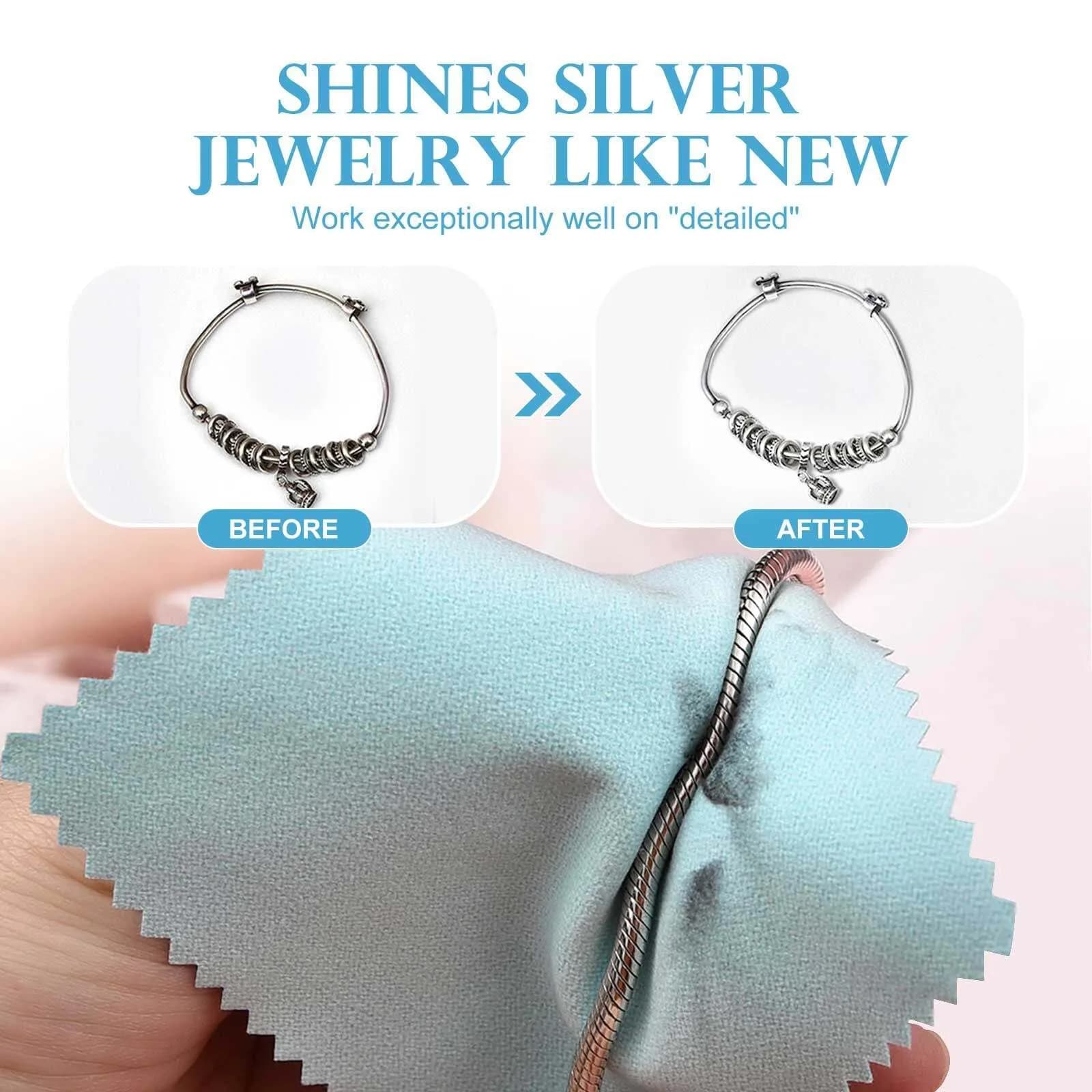 SEVENWELL 100pcs Jewelry Cleaning Cloth 8cm x 8cm | Polishes Sterling Silver, Gold, Platinum - view 3