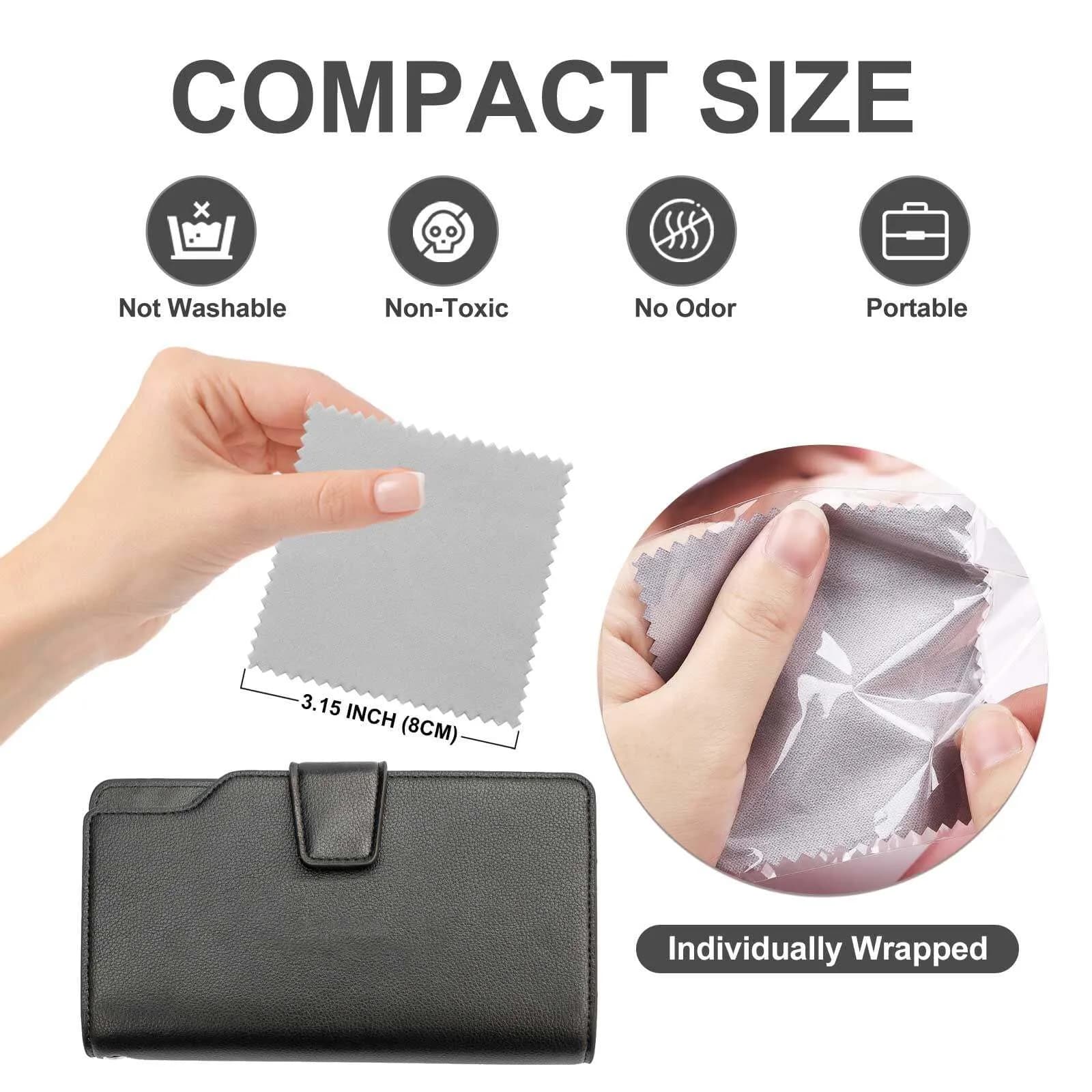 SEVENWELL 100pcs Gray Jewelry Cleaning Cloths 8cm x 8cm | Polishes Sterling Silver, Gold, Platinum - view 2