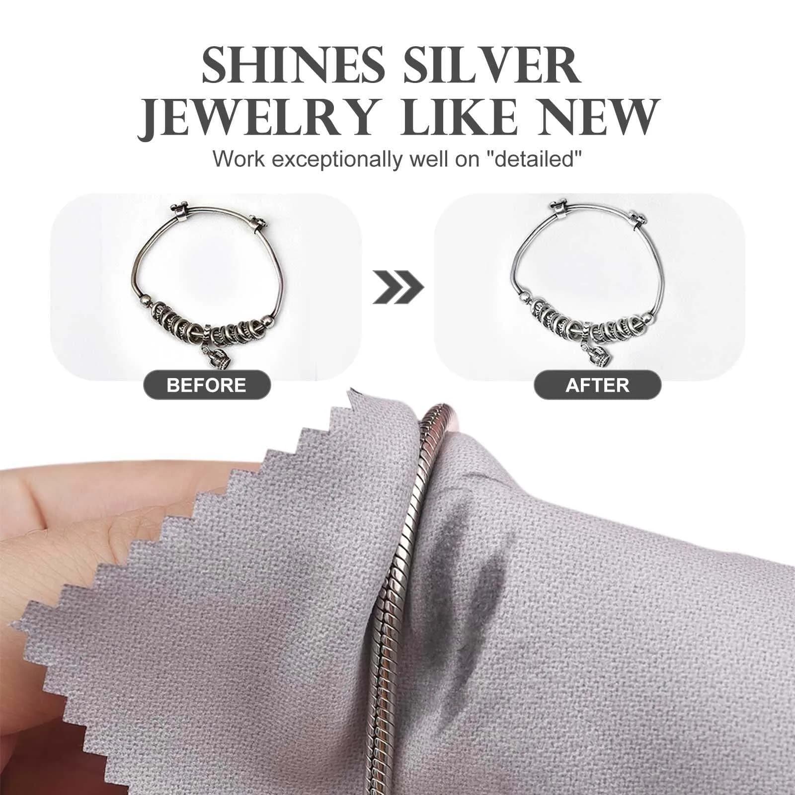 SEVENWELL 100pcs Gray Jewelry Cleaning Cloths 8cm x 8cm | Polishes Sterling Silver, Gold, Platinum - view 3