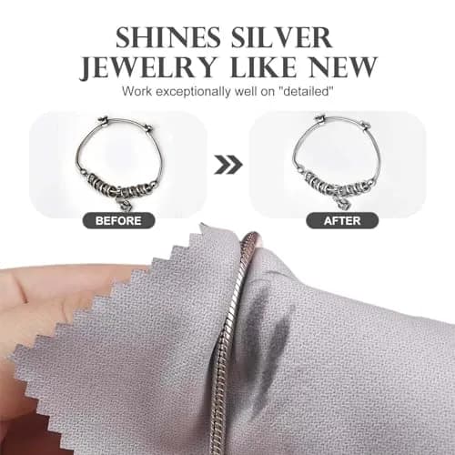 SEVENWELL 100pcs Gray Jewelry Cleaning Cloths 8cm x 8cm | Polishes Sterling Silver, Gold, Platinum thumbnail 3