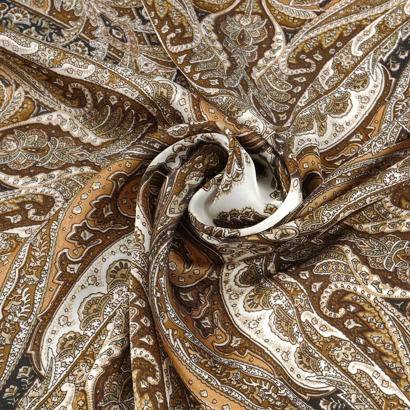 GERINLY Paisley Silk Western Scarf for Men & Women 68cm (27 Inch) | Gold Brown Classic Bandana - view 7