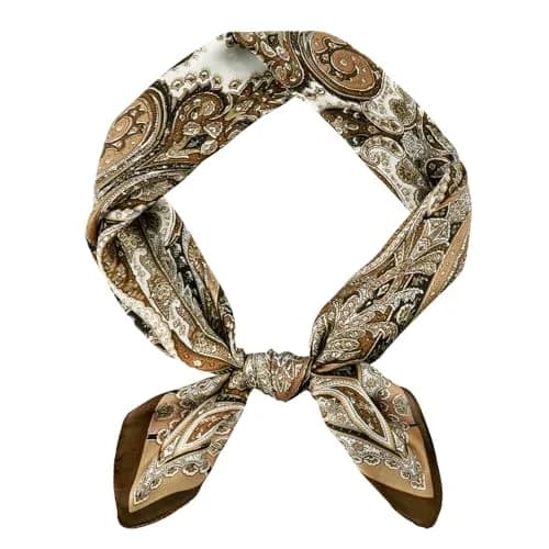 GERINLY Paisley Silk Western Scarf for Men & Women 68cm (27 Inch) | Gold Brown Classic Bandana thumbnail 1