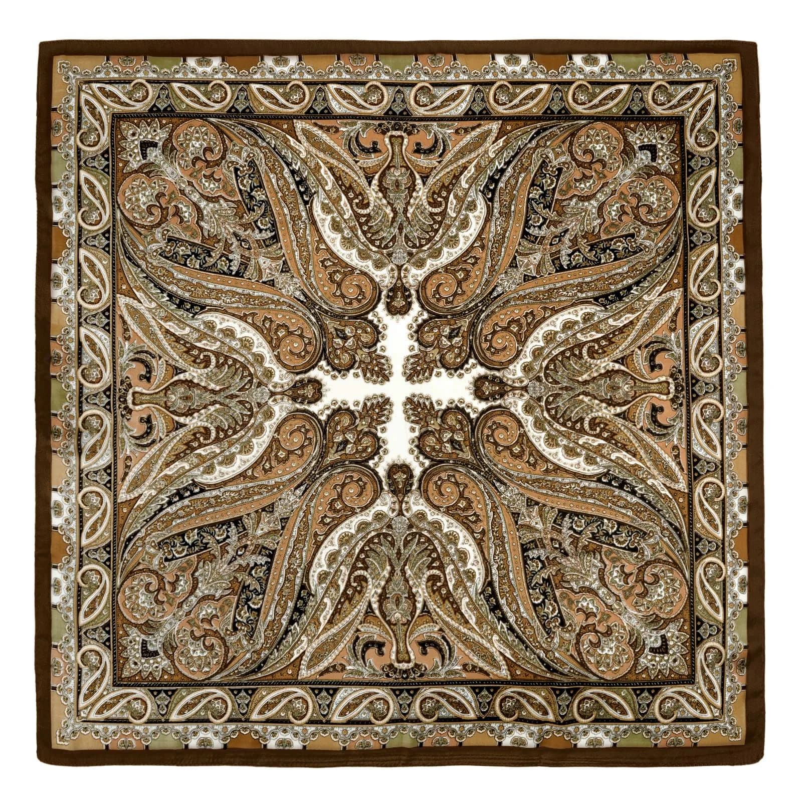 GERINLY Paisley Silk Western Scarf for Men & Women 68cm (27 Inch) | Gold Brown Classic Bandana - view 2