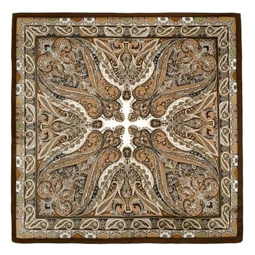 GERINLY Paisley Silk Western Scarf for Men & Women 68cm (27 Inch) | Gold Brown Classic Bandana thumbnail 2