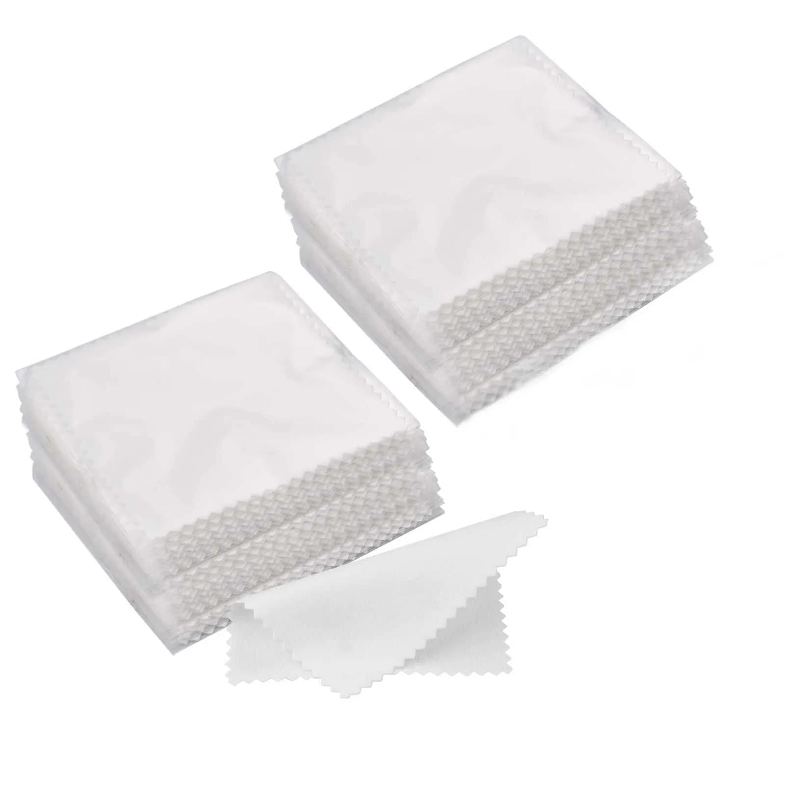 SEVENWELL 100pcs White Jewelry Cleaning Cloth 8cm x 8cm | Polishes Silver, Gold, Platinum - main product image