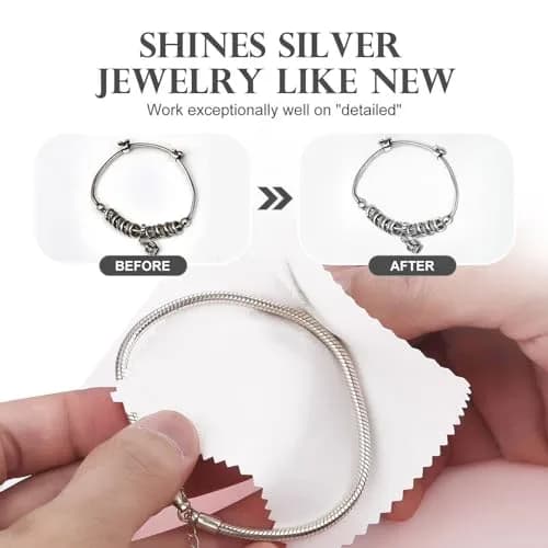 SEVENWELL 100pcs White Jewelry Cleaning Cloth 8cm x 8cm | Polishes Silver, Gold, Platinum thumbnail 3