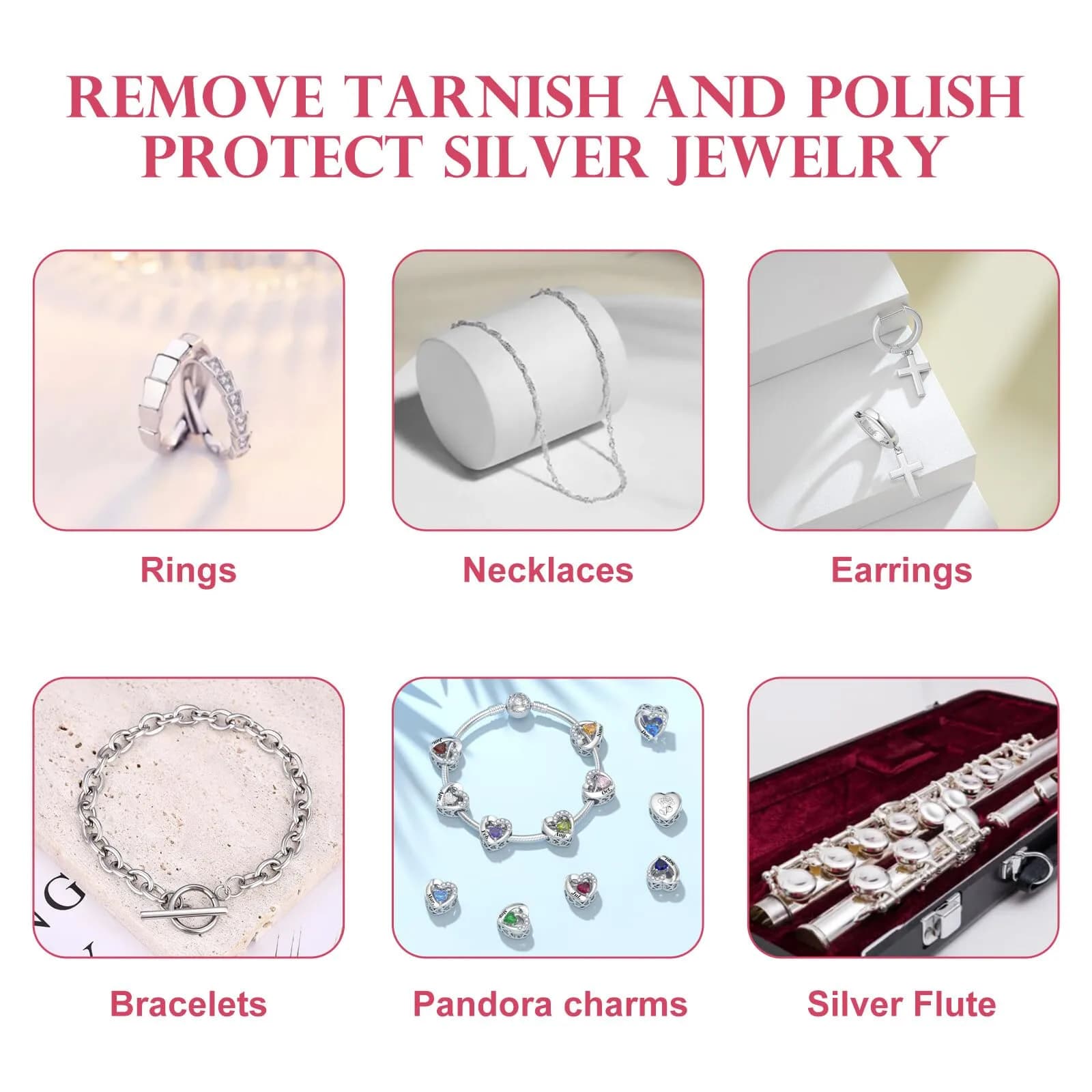 SEVENWELL 100pcs White Jewelry Cleaning Cloth 8cm x 8cm | Polishes Silver, Gold, Platinum - view 4