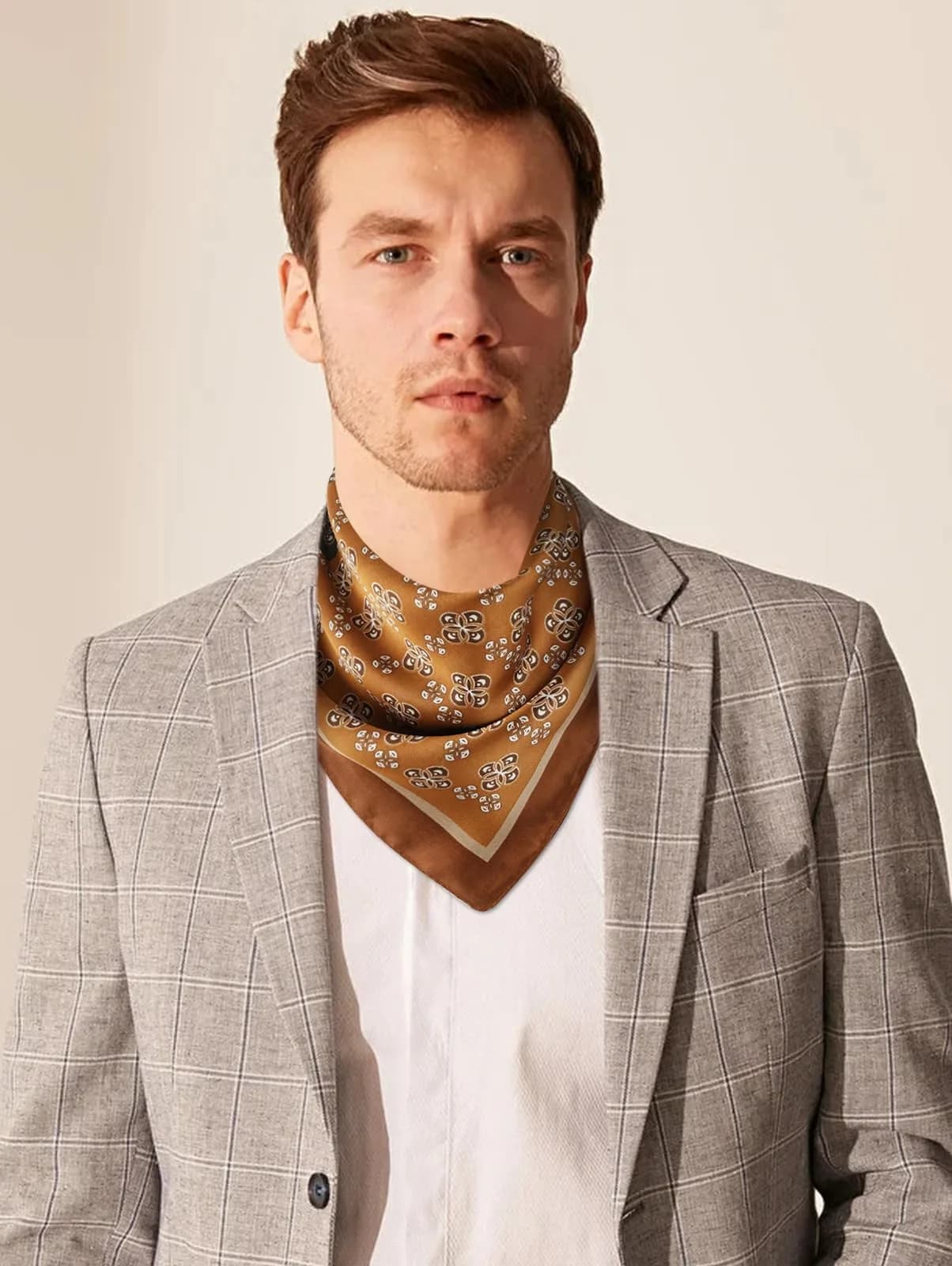 GERINLY Men's Parisian Style Ascot Scarf 68cm (27 Inch) Paisley | Classic Polyester Silk-Feel - view 3