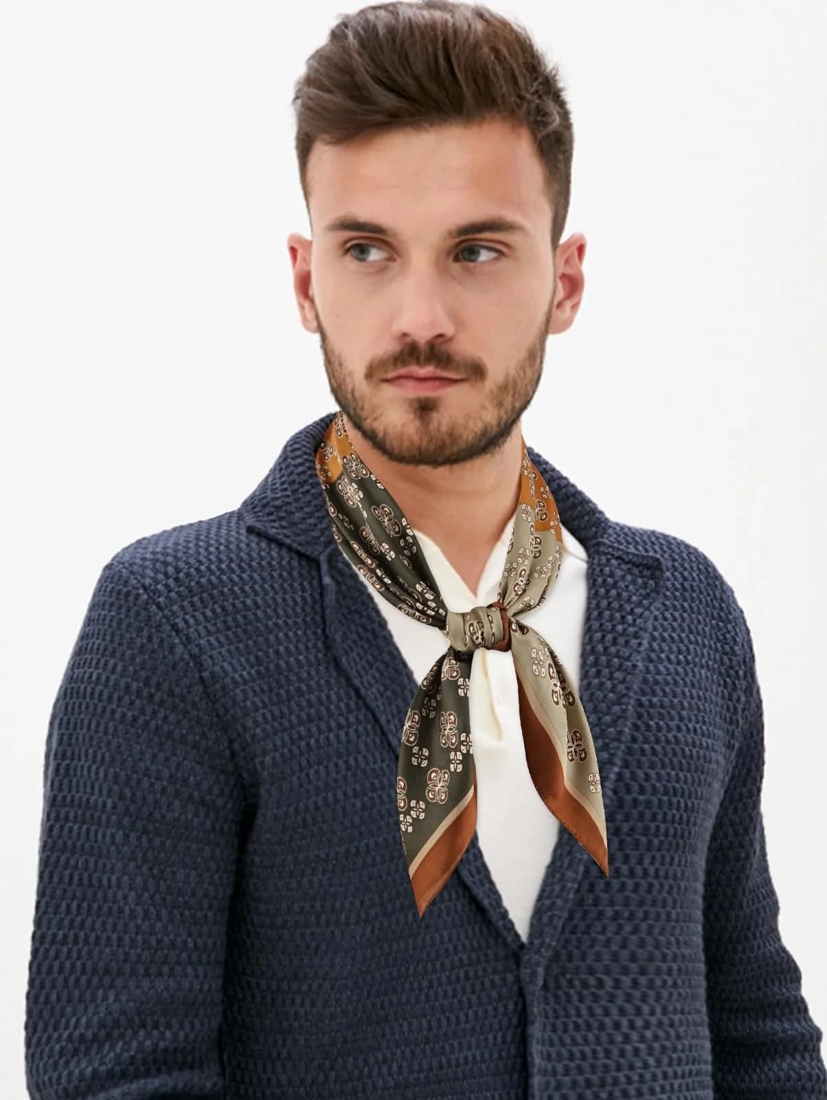 GERINLY Men's Parisian Style Ascot Scarf 68cm (27 Inch) Paisley | Classic Polyester Silk-Feel - view 4