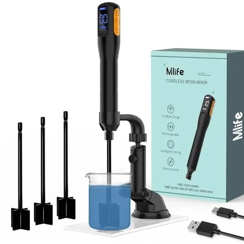 Mlife Upgraded Electric Resin Mixer with Stand & Timer | 2000mAh Rechargeable, 3-Speed, 20-Min Timer, Black thumbnail 1
