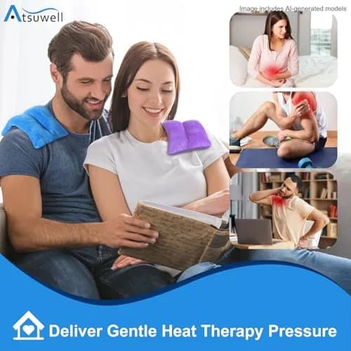 Atsuwell Microwave Heating Pad for Neck Shoulder Pain Relief, 2 Packs | Moist Heat Therapy for Stress & Cramps thumbnail 2