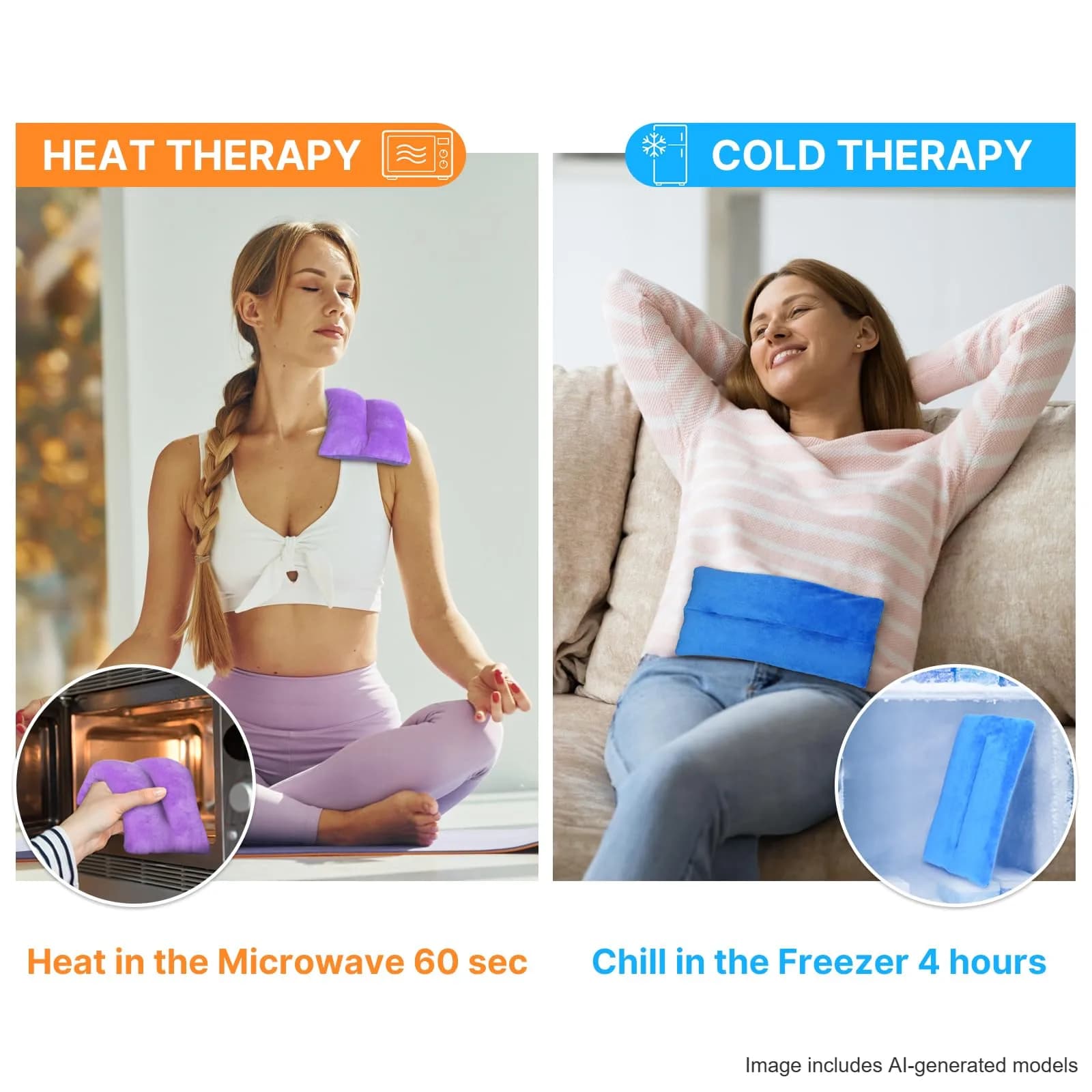 Atsuwell Microwave Heating Pad for Neck Shoulder Pain Relief, 2 Packs | Moist Heat Therapy for Stress & Cramps - view 3