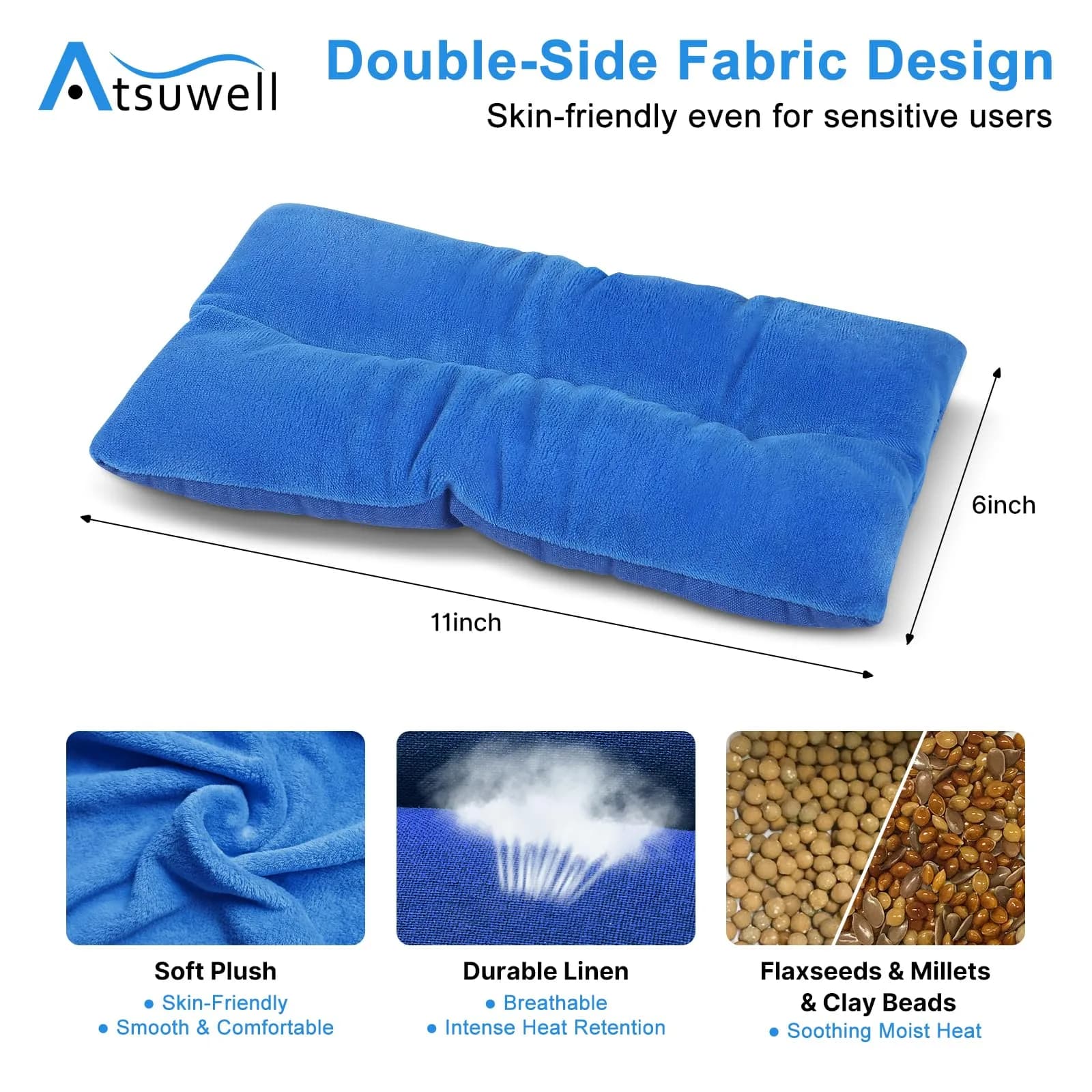 Atsuwell Microwave Heating Pad for Neck Shoulder Pain Relief, 2 Packs | Moist Heat Therapy for Stress & Cramps - view 4