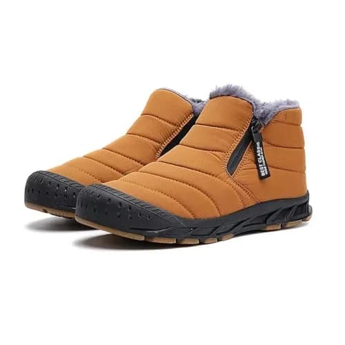 Jakcuz Men’s Winter Ankle Snow Boots, Brown, Size 10.5 | Warm, Non-Slip & Stylish for Cold Weather thumbnail 1